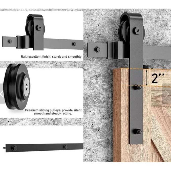 Pintu Geser Barn Door Sliding Besi Rel Pintu Geser Door Track 2 Meter