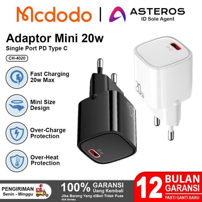 MCDODO KEPALA CHARGER IPHONE 11 12 13 14 PD TYPE C FAST CHARGING 20W