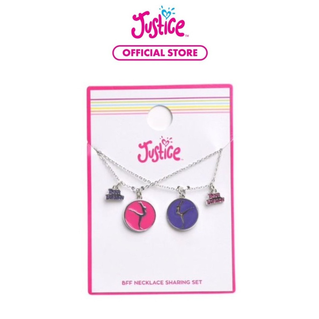 JUSTICE GIRLS 2PACK DANCE BFF NECKLACE SET - KALUNG ANAK PEREMPUAN