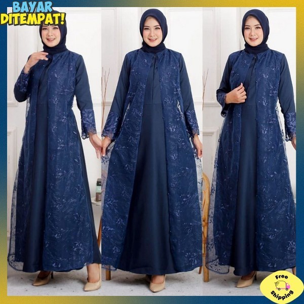 Dress Perempuam Mewah Atasan Pakaian Pesta Kondangan Ghmiss Pakean Muslim Gemis Terbaru 2024 Drees W