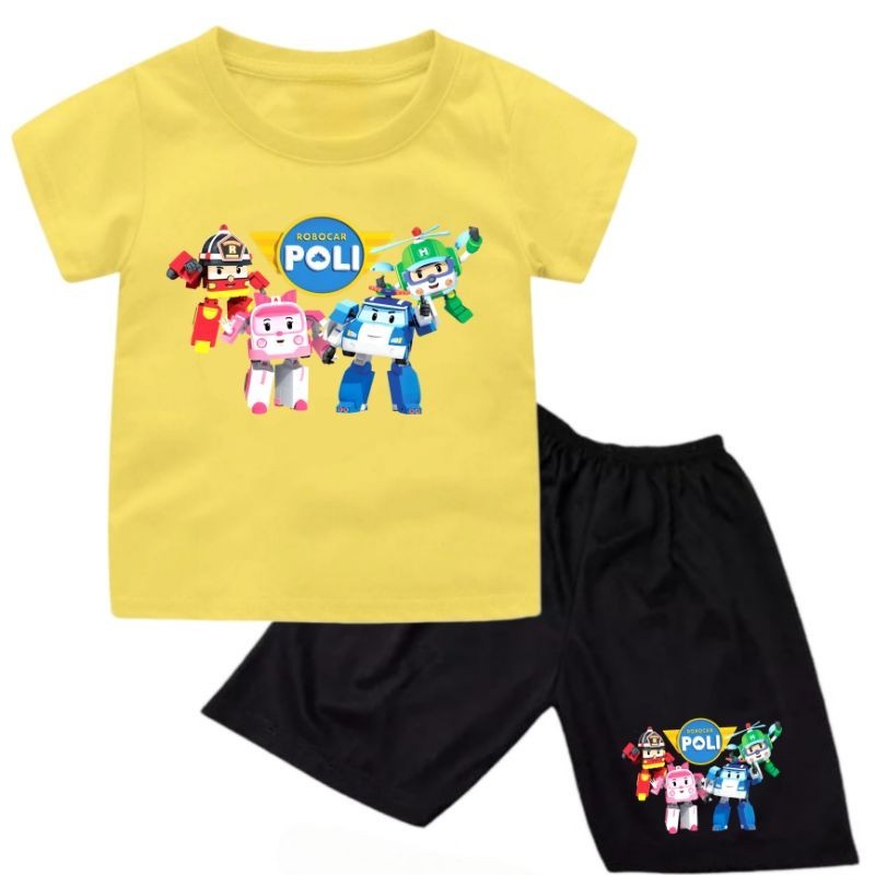 Setelan kaos anak Laki-Laki ROBOCAR POLI/Baju Setelan anak gambar ROBOCAR POLI