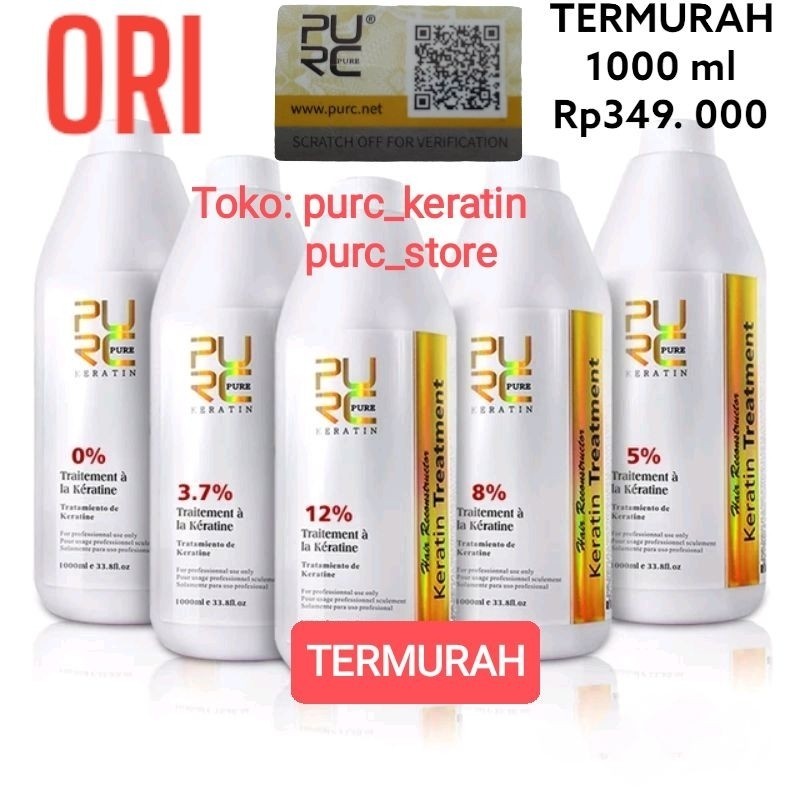 Purc 1000Ml Keratin Brazilian Smoothing Treatment Pure Garansi Uang Kembali