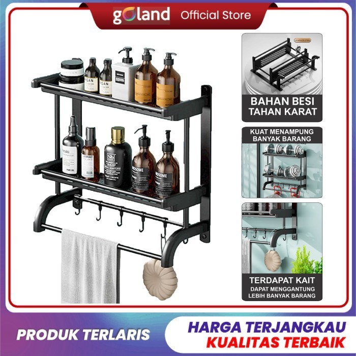 Goland Rak Kamar Mandi Dinding Rak Serbaguna Multifungsi Rak Bumbu Dap