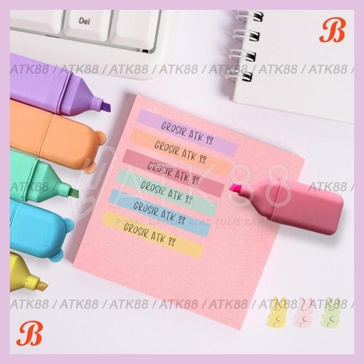 

| PGT | HIGHLIGHTER SET PEN BEAR GUMMY LUCU PASTEL 6 WARNA MIX COLORS MARKER