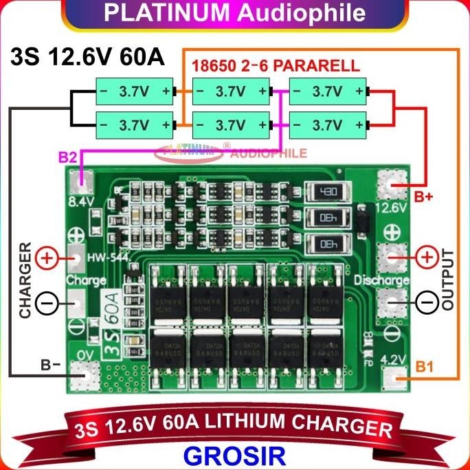 Special - Lithium Baterai Charger Modul | 3S 12.6V 60A BMS Protection Board ..