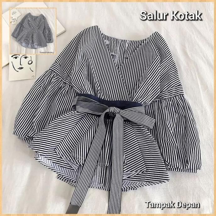 Blouse Wanita Trendy Ella Baju Atasan Shirt Blus Tunik Putih Kimono