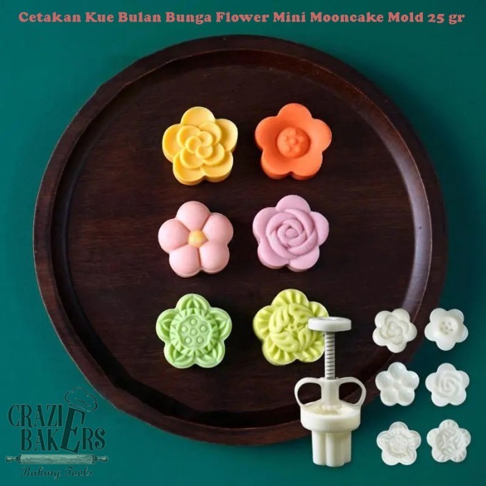 CETAKAN KUE BULAN BUNGA FLOWER MINI MOONCAKE MOLD 25 GR