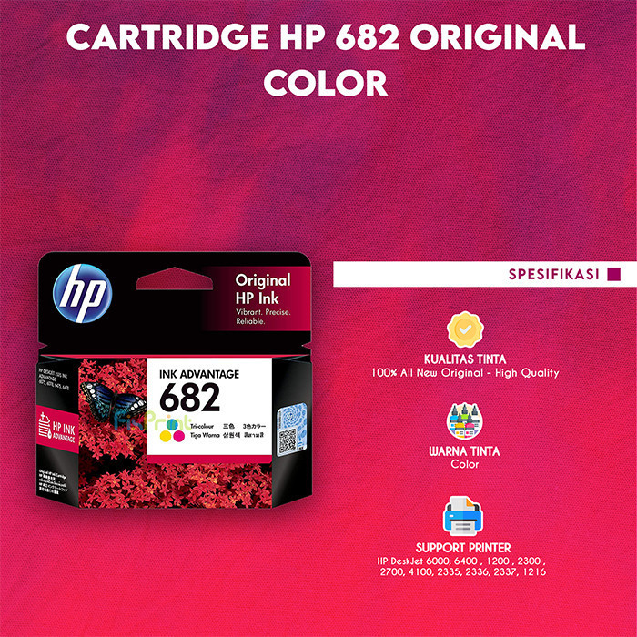 Hp 682 Bla Color Cartridge Tinta Printer 2335 2336 2337 2775 2776