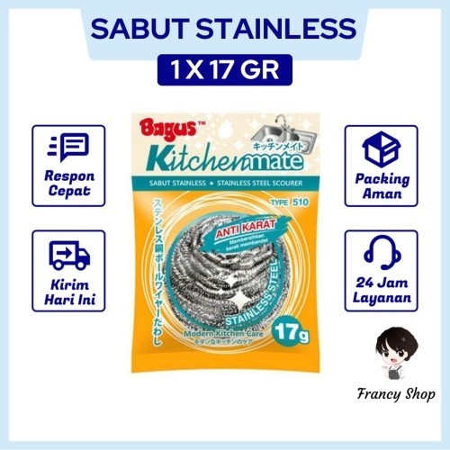 Bagus Sabut Kawat Stainless Scourer Cuci Piring isi 1 17 gr