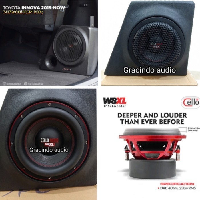 Ready Subwoofer Cello W8XL + Box PNP OEM Toyota Innova Reborn 2016-Now