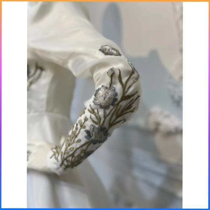 Gamis Terbaru Modern Wanita Anabel Abaya 2023 Maxi Jumbo Dress Putih