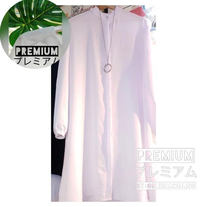 Premium Shanghai Putih Wanita Long Tunik Airflow Import Isyana
