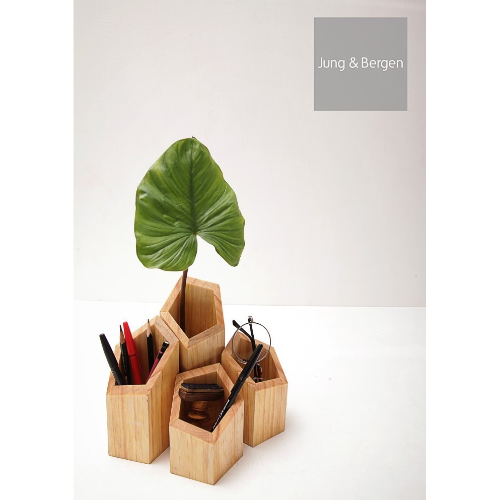

BEBAS ONGKIR - Wood Pen Holder PETRA Tempat Pensil Kayu desktop storage Stationery