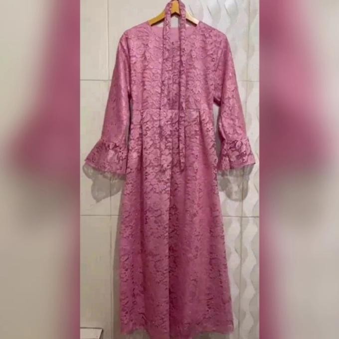New Gamis Yunita Dress Hijau Botol Pesta Brukat Gliter S M L Xl Xxl 3L
