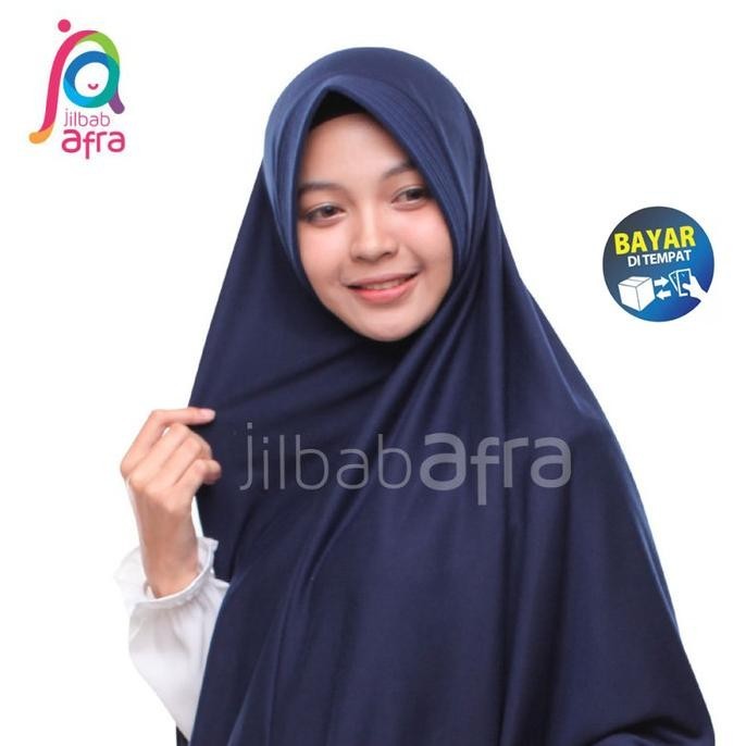 Jilbab Afra Arfa Amira Hijab Kerudung Instan Antem Bergo Biru Dongker