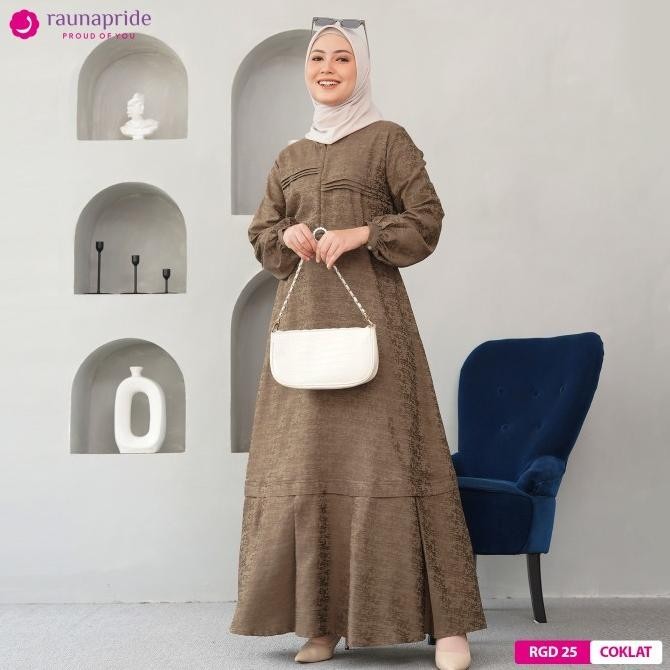 Rauna - Baju Muslim - Gamis Dewasa 25 Coklat