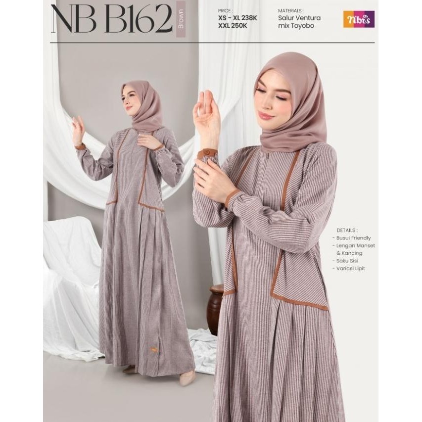 Gamis Wanita Terbaru Toyobo Motif Salur + Nibras Gamis Nb B162