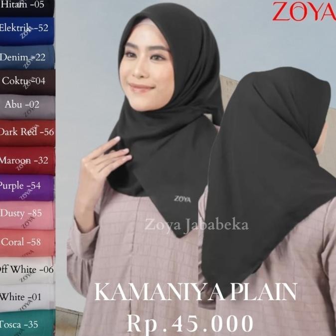 Zoya Kamaniya Plain Scarf Kerudung Hijab Jilbab Segi Empat Polos