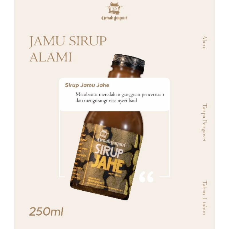 

SIRUP JAMU JAHE by Omahgayatri. Sirup rempah alami siap seduh 250ml
