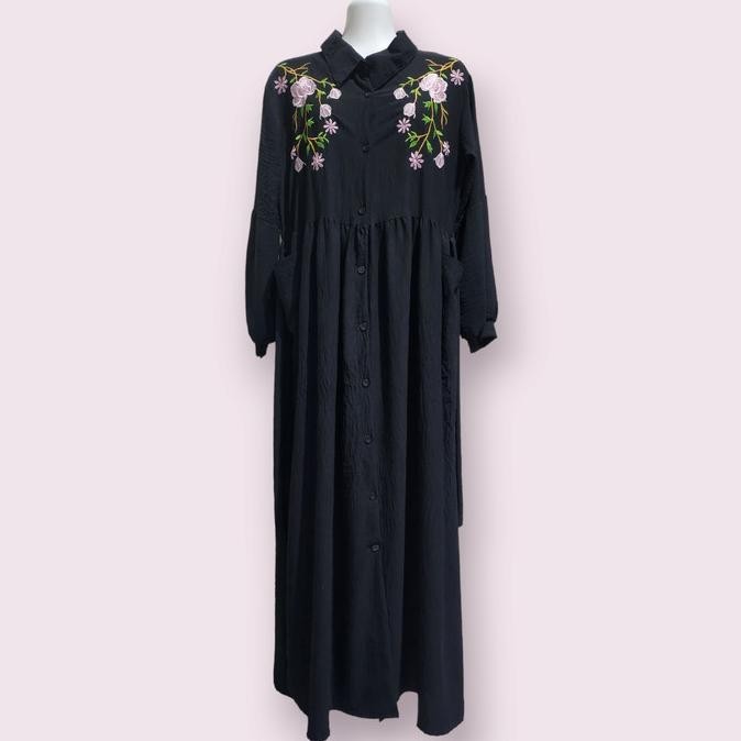 Gamis Crincle Polos Ld 110 120 130 Jumbo Pb 140 Hitam Coklat Pink