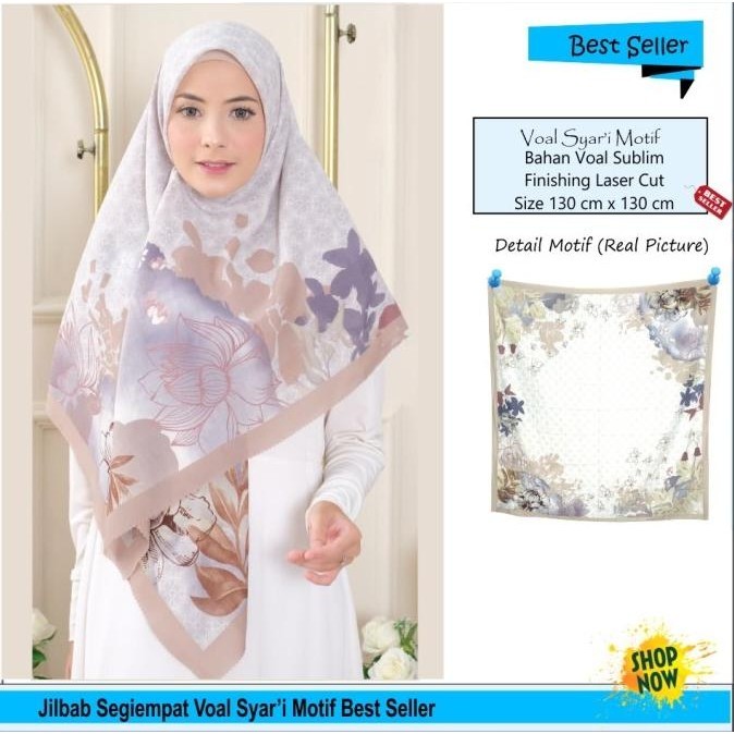 Kerudung Hijab Jilbab Segi Empat Big Size Syari Voal Motif Jumbo Part4