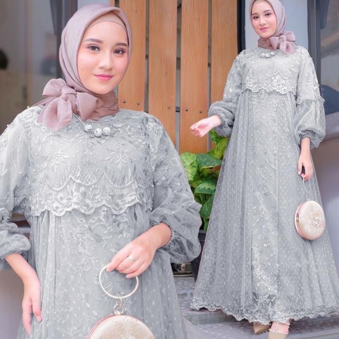 Masita Dress Kebaya Jumbo Wanita Muslim Model Gamis Maxi Kekinian