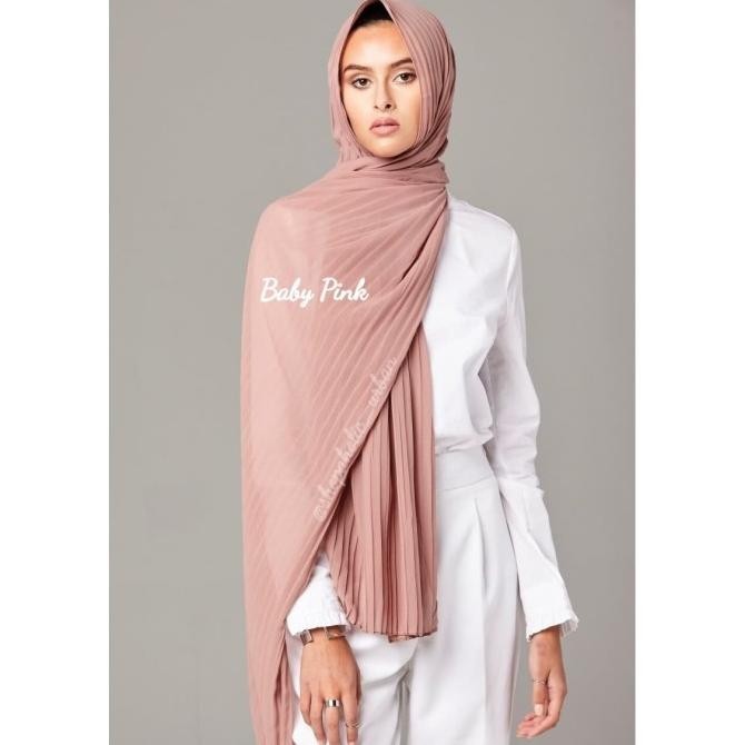 Premium Chiffon Plisket Pashmina/Pleated Chiffon Hijab Shawl Chiffon