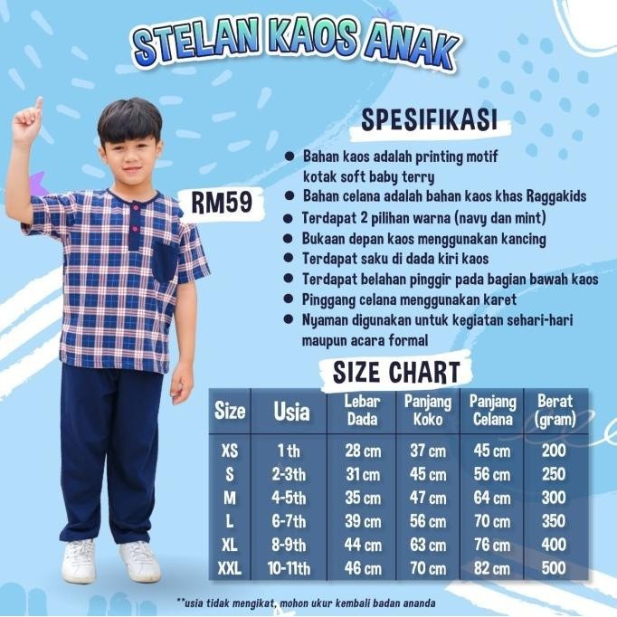Koko Anak Raggakids Motif Kotak-Kotak Rm59 | Setelan Koko Dan Celana