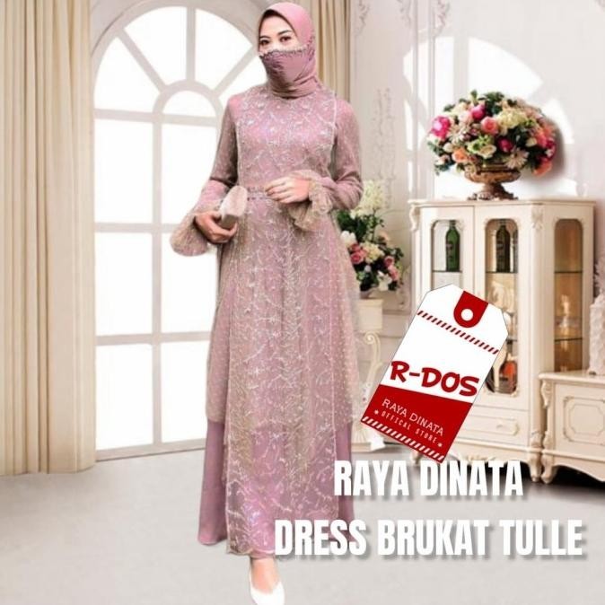 Dress Brukat Tulle Dress Muslim Bcb Gaun Pesta Wanita Baju Muslim Pest