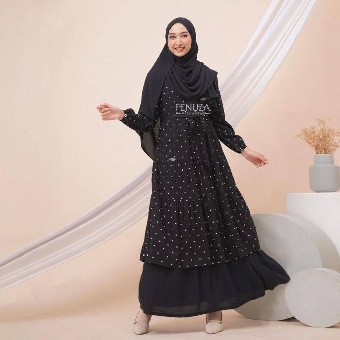 Deandra Dress Black By Fenuza Muslim Wear Gamis Only Busui