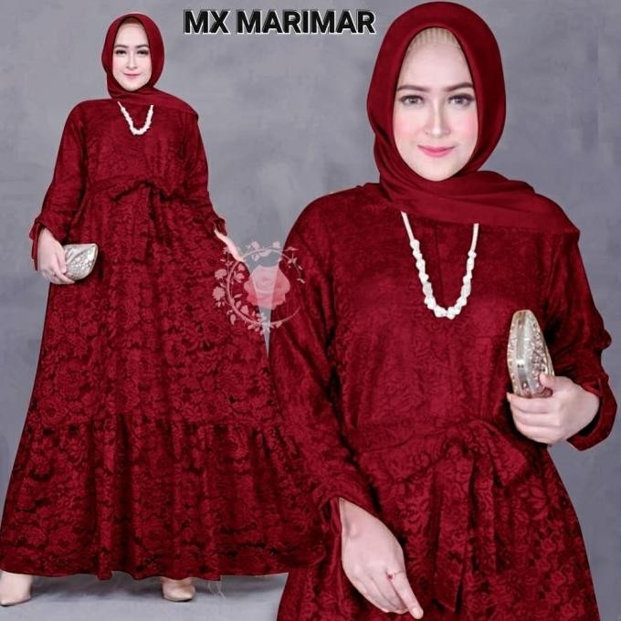 Maxi Gamis Jumbo Marimar L - 5Xl Busui Brukat Tulang Real Pic