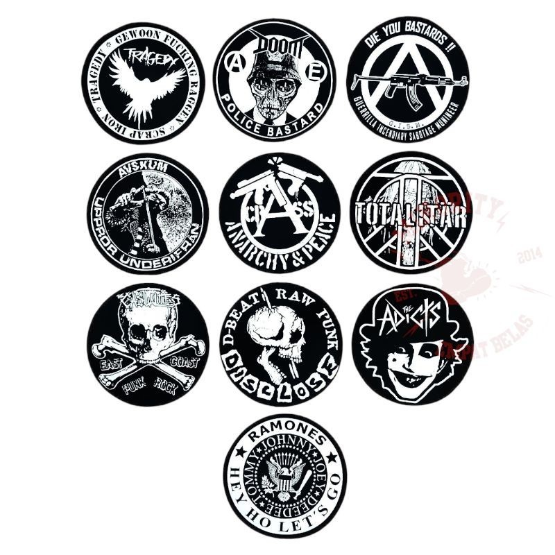 Emblem Punggung Backpatch Emblem besar sablon bulat punk rock musik band hardcore metal underground