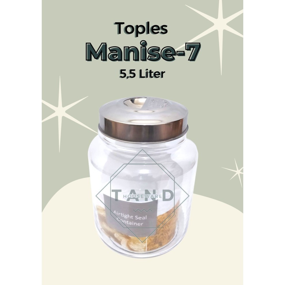 TOPLES KACA BESAR KEDAP UDARA DLX MANISE 7 UKURAN 5.5L GLASS JAR