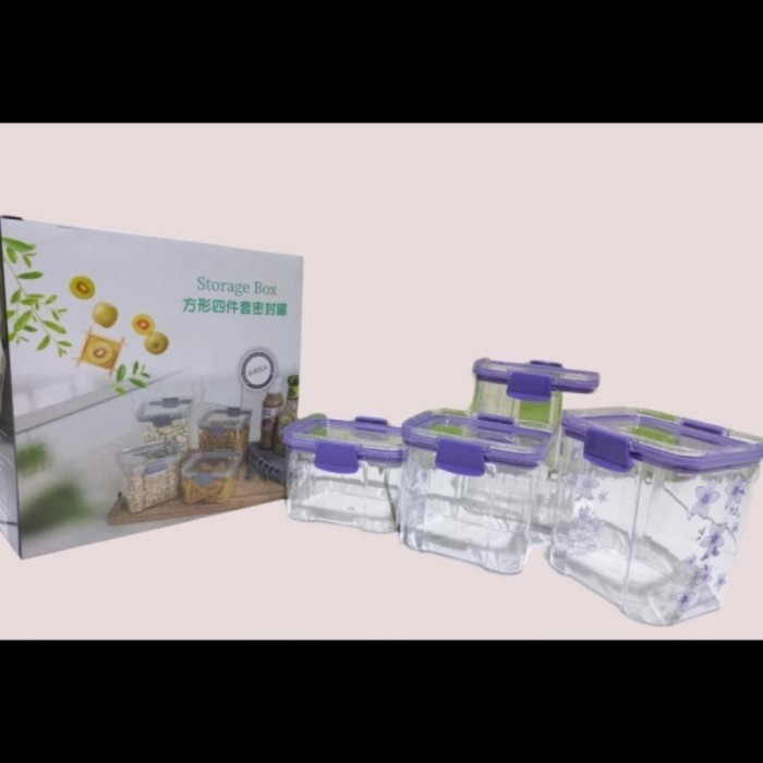 Toples Plastik Bunga Set Isi 4pcs Kedap Udara