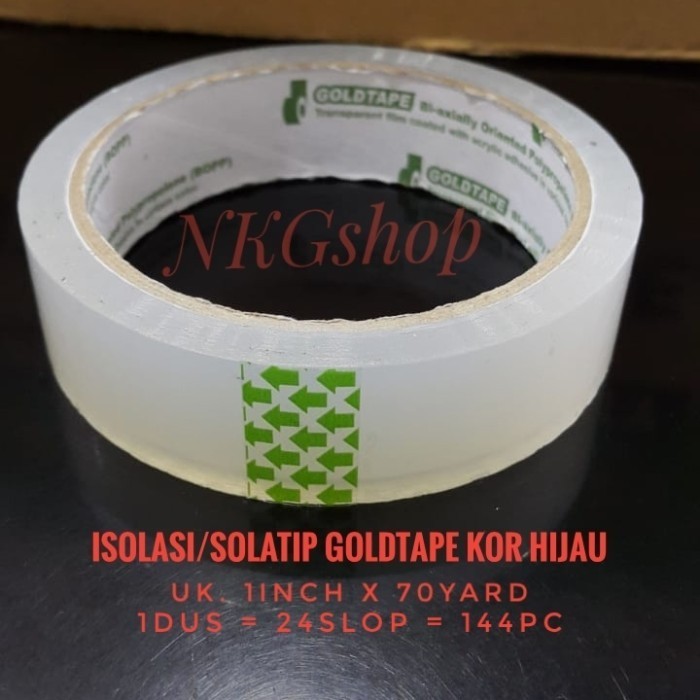 

Isolasi/Solatip Goldtape Kor Hijau 1Inch 24Mm X 70Yard (1Dus = 144Pc)