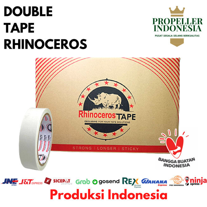 

Double Tape Putih Rhinoceros Tape 24Mm X 10M @144Pcs/Dus Gojek/Grab