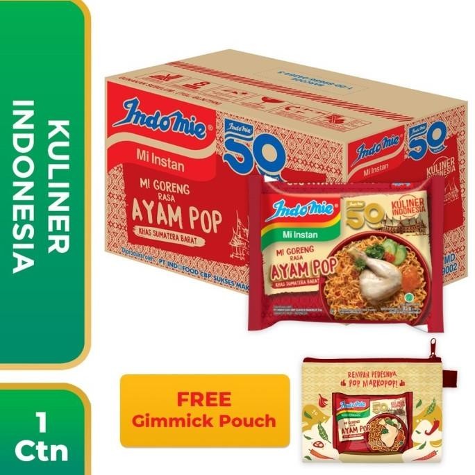 

1 Dus isi 40 Pcs - Indomie Mie Goreng Ayam Pop FREE Pouch