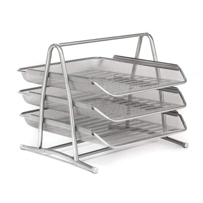 

Rak Kertas Susun Letter Tray 3 Susun Rak Dokumen Elevated Tray Silver