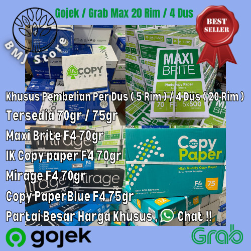 

Kertas Folio F4 Promo Grosir Per Dus ( 5 Rim ) / 4 Dus ( 20 Rim )