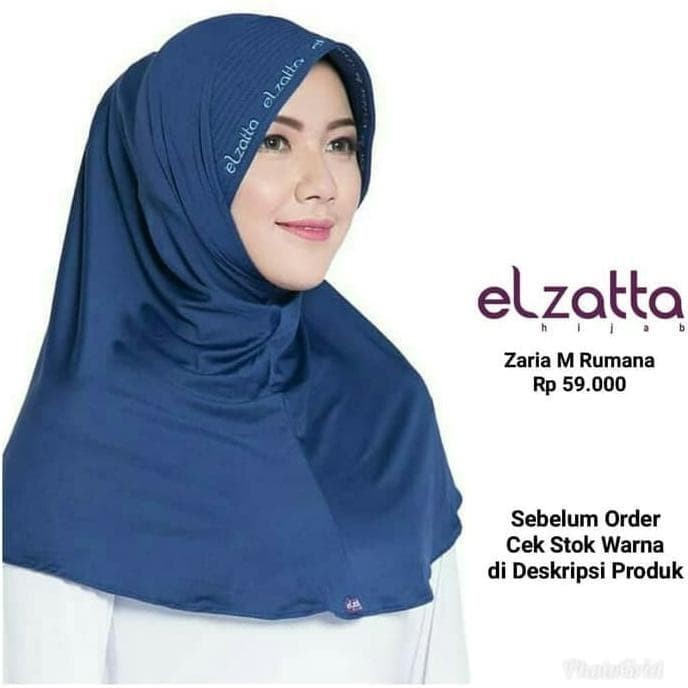 Bergo Hijab Instan Zaria M Rumana Elzatta Original - Biru Tosca Murah