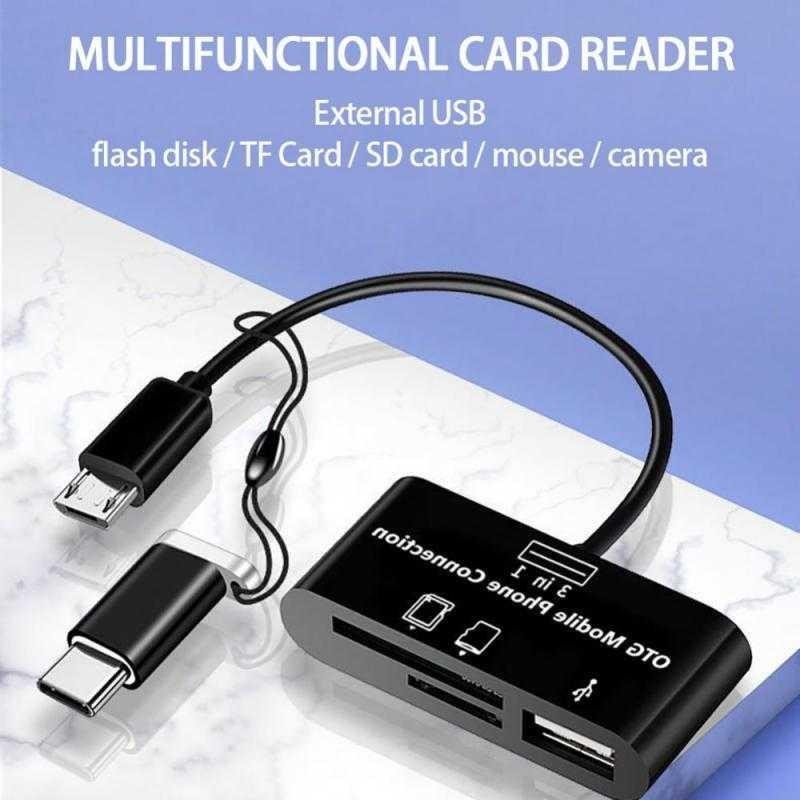 THLE Card Reader 4in1 MicroUSB OTG SD Card MicroSD USB With USB Type C THR4 Memori Type C Katreder R