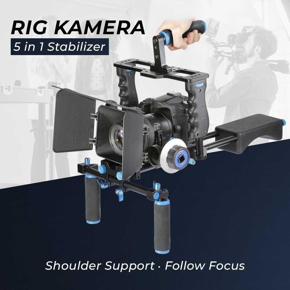 D221 Rig Kamera DSLR 5in1 Stabilizer Shoulder Support Follow Focus - Stabil, Profesional, Presisi - 
