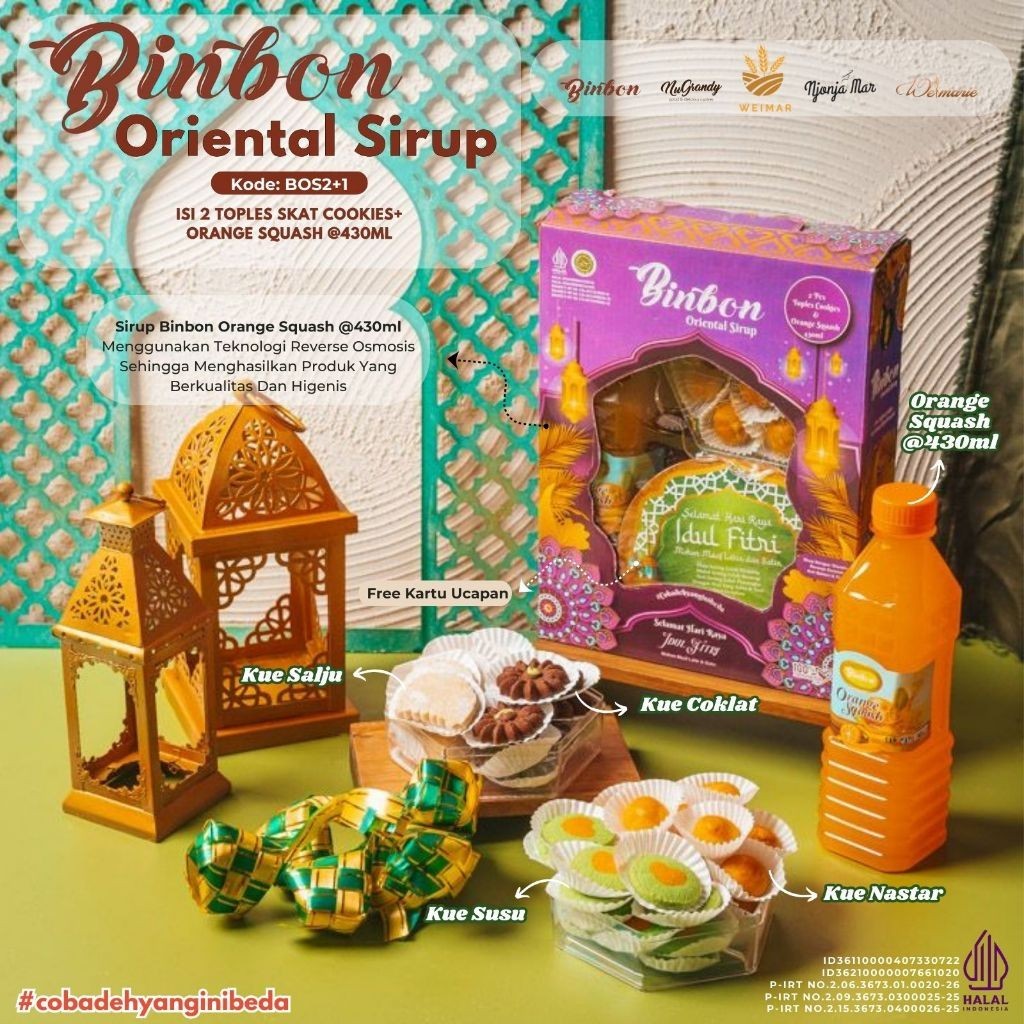 

MJS Binbon Oriental Sirup 2 Toples Cookies + 1 Sirup 430ml Paket Kue Lebaran