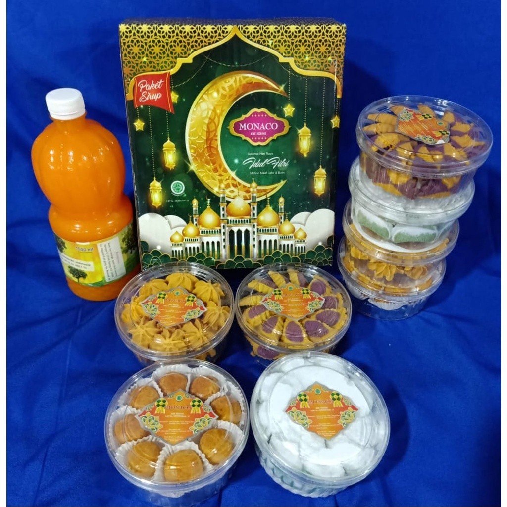 

MJS Rmdodo - Kue Kering Lebaran Monaco Squash Halal / Hampers Kue Lebaran Paket 4 Toples Set 1 Sirup