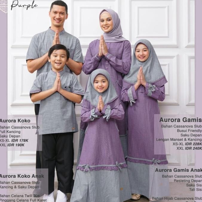 Nibras Family Aurora Warna Ungu Baju Sarimbit Lebaran Keluarga Branded Limited Edition