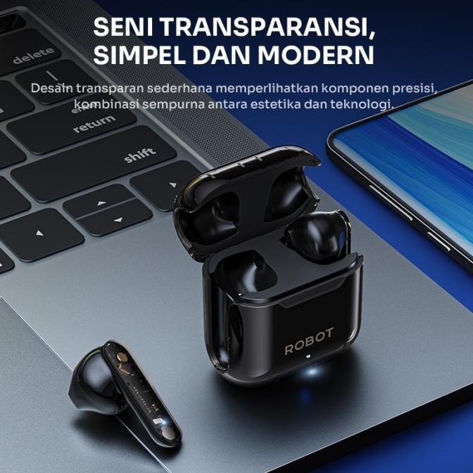 Robot TWS Wireless Earphone Airbuds RT01 Semi In-Ear ENC TWS Bluetooth