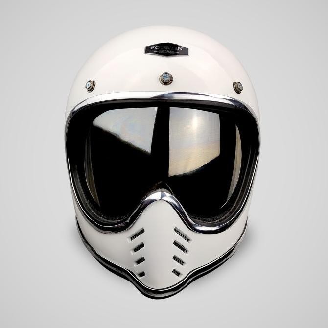 HELM CUSTOM CLASSIC MOTO 3 PUTIH GLOSSY -  FOURTIN GARAGE