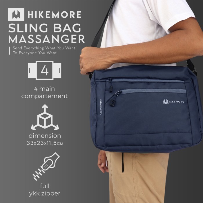 Tas Selempang Kerja Pria Wanita Hikemore Messenger Bag 8001 Original - Navy CS375