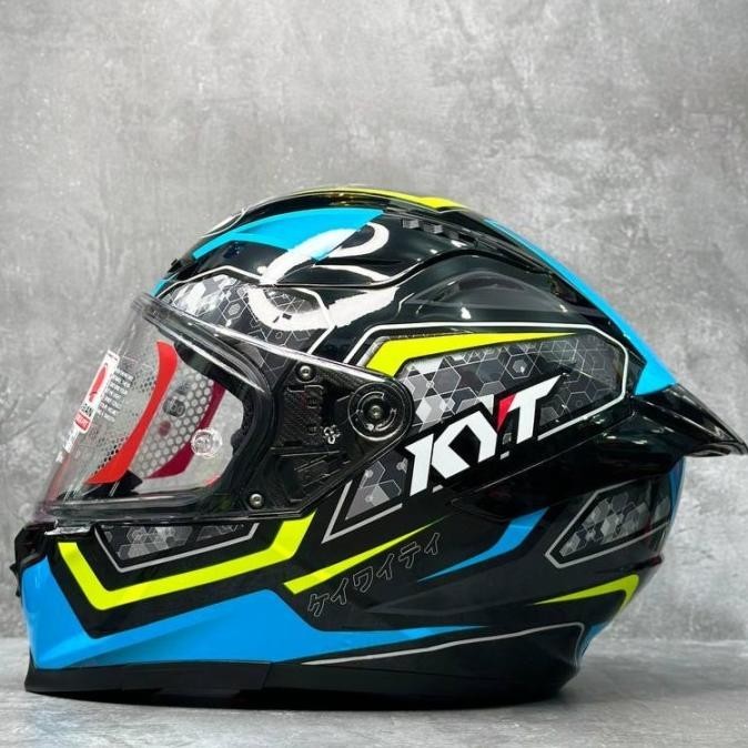 HELM KYT STRIKER MOTIF #1  BLACK BLUE | KYT FULL FACE | KYT STRIKER
