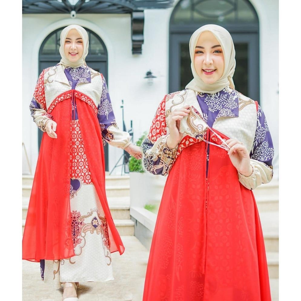 Warna Warni Brand Gamis sahara Maxi motif Fashion Wanita Muslimah Dress Trendy/baju lebaran 2024 cou